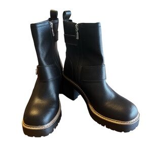 Blondo Black Moto Boots with Chunky Heel